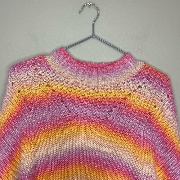 Rebecca Minkoff Pink Bright Brinkley Mock-Neck Ribbed Knit Sweater Size Small - Picture 3 of 7